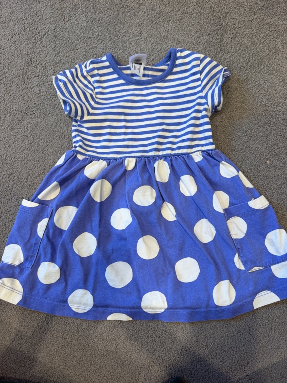Hanna Andersson Blue and White Striped & Polka Dot Dress